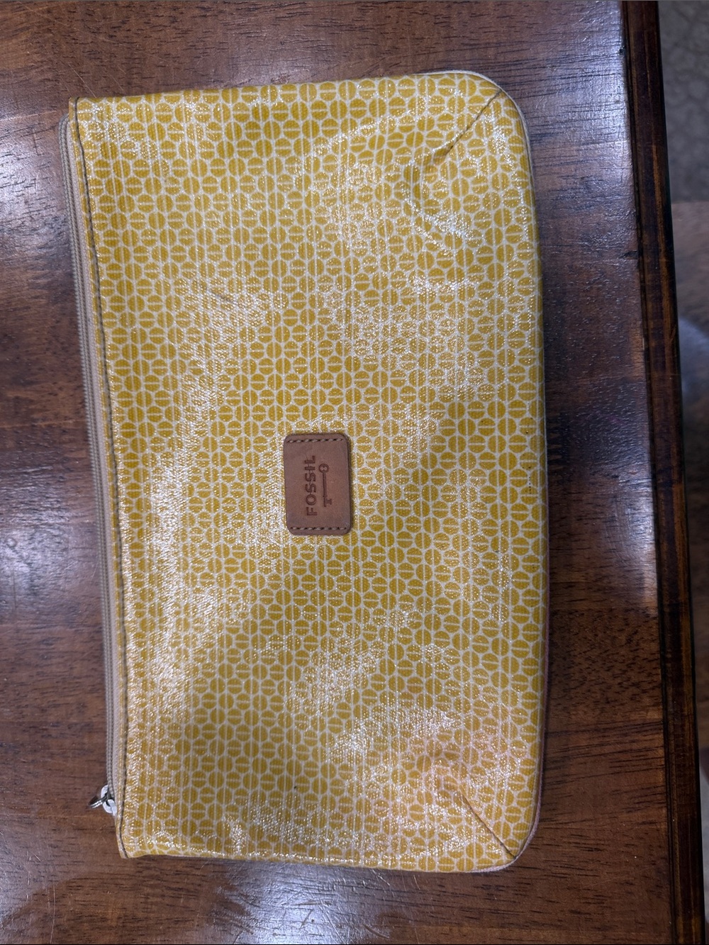 Fossil Yellow Geo-Print Zip Pouch